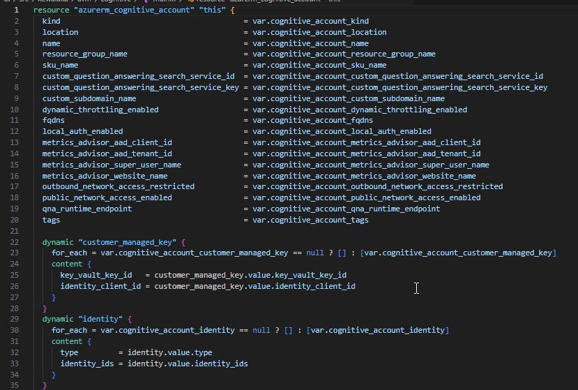 illustration of the output of newres CLI for an Azure Cognitive Services account